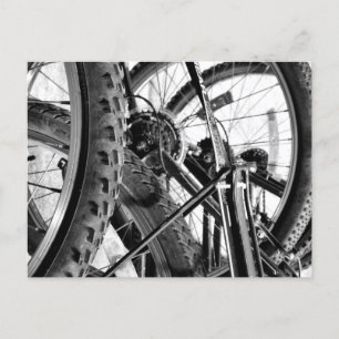 Bicycles Bike Tires Gears Chains Modern BW Pop Art Postcard