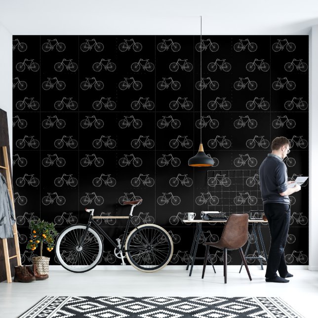 Bicycles Black Wallpaper (Living Room)
