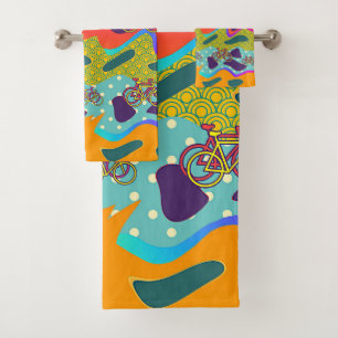 Bicycles Fun Novelty  Bath Towel Set