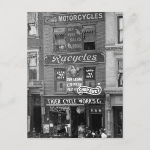 Bicycles, Motorcycles, and Chop Suey, early 1900s Postcard