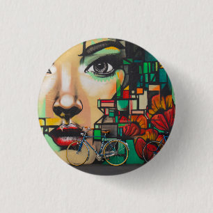 Bicycles on Graffiti wall 3 Cm Round Badge