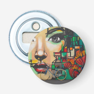 Bicycles on Graffiti wall Bottle Opener