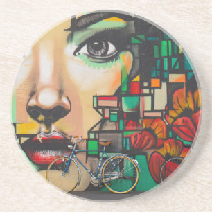 Bicycles on Graffiti wall Coaster