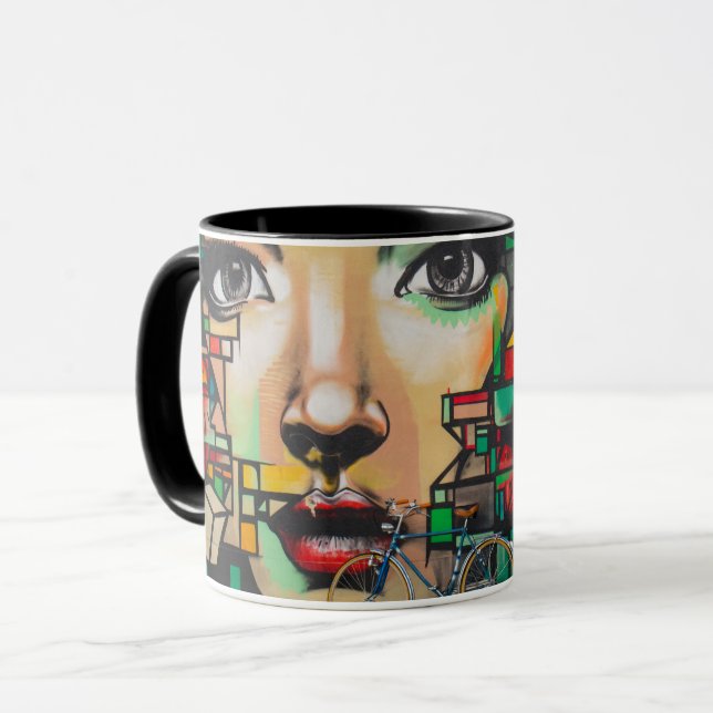 Bicycles on Graffiti wall Mug (Front Left)