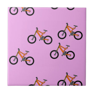 Bicycles on pink ceramic tile