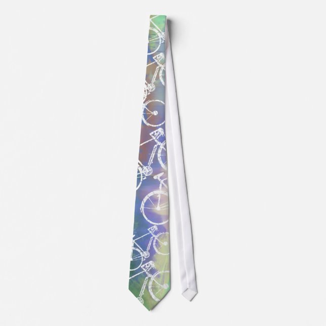 bicycles on watercolor tie (Front)