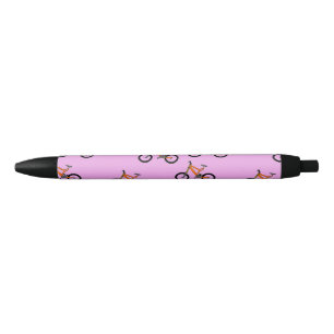 Bicycles pattern on pink black ink pen