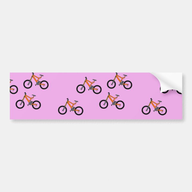 Bicycles pattern on pink bumper sticker (Front)