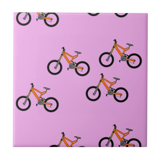Bicycles pattern on pink ceramic tile (Front)