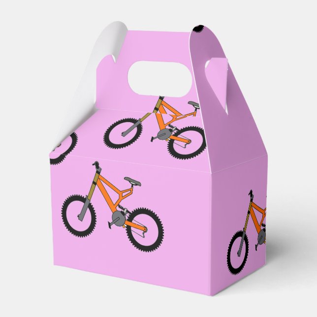Bicycles pattern on pink favour box (Front Side)