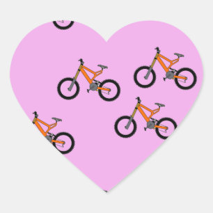 Bicycles pattern on pink heart sticker