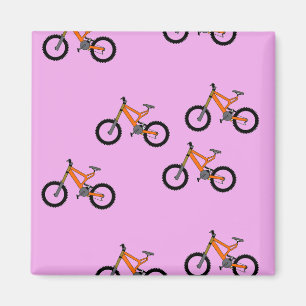 Bicycles pattern on pink magnet
