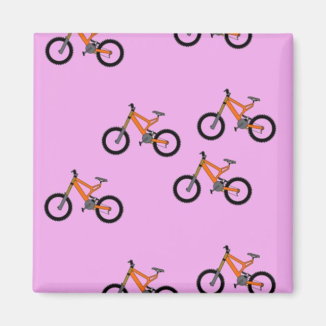 Bicycles pattern on pink magnet (Front)