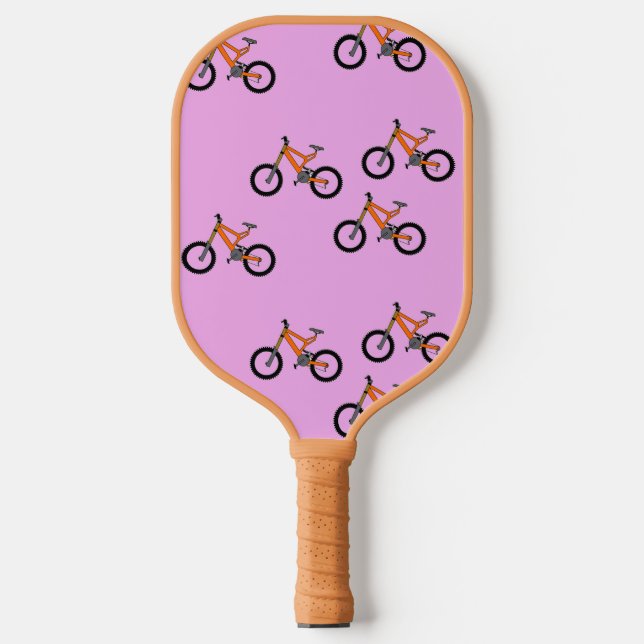 Bicycles pattern on pink pickleball paddle (Front)