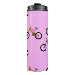 Bicycles pattern on pink thermal tumbler