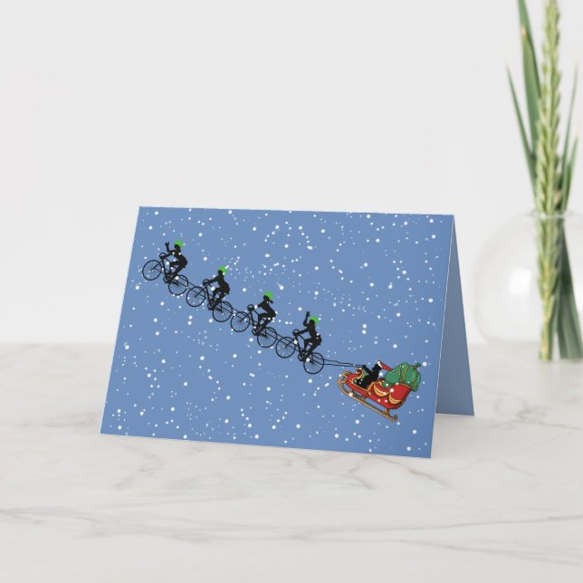 Bicycles Pulling Sleigh Folded Greeting Card (Front)