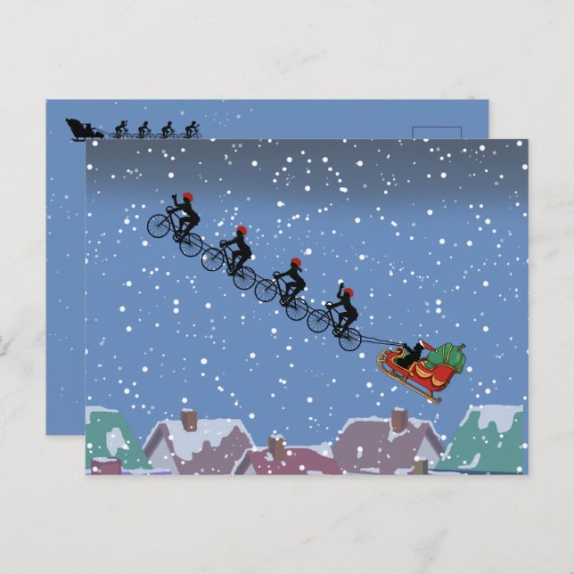 Bicycles Pulling Sleigh Folded Greeting Card (Front/Back)