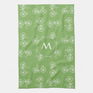 Bicycles seamless pattern tea towel