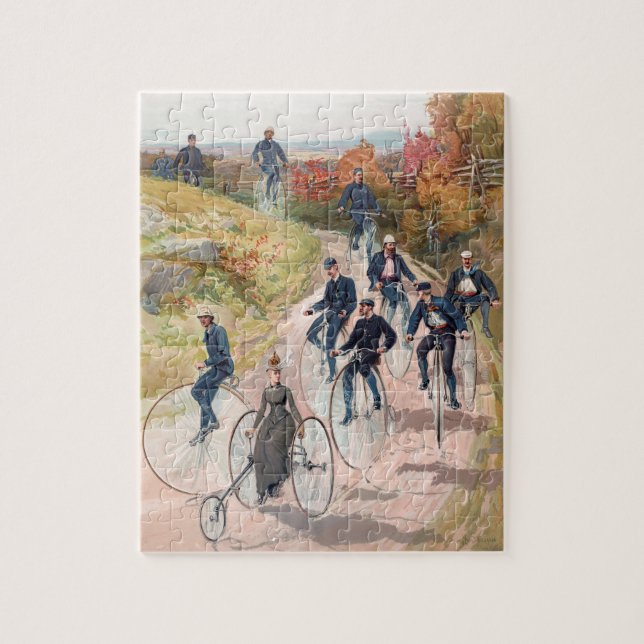Bicycling, 1887 jigsaw puzzle (Vertical)
