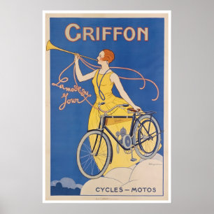Bicycling Art Griffon Cycles Poster Bicycling