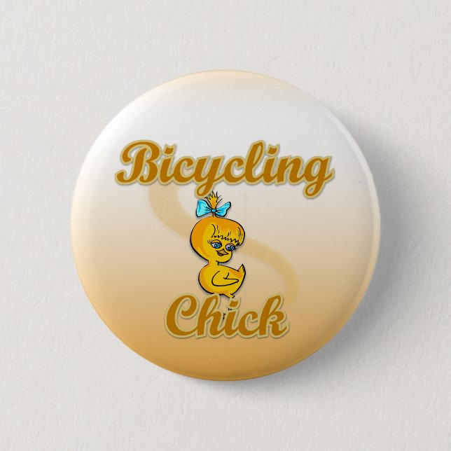Bicycling Chick 6 Cm Round Badge (Front)