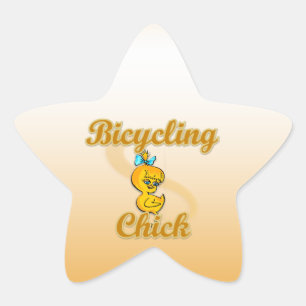 Bicycling Chick Star Sticker