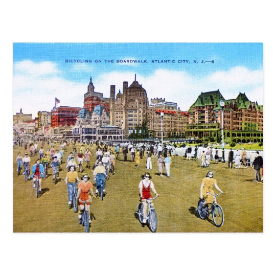 Bicycling on the Boardwalk Postcard