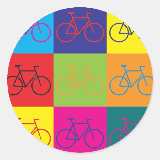 Bicycling Pop Art Classic Round Sticker (Front)