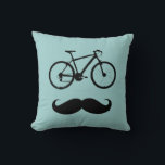 bicycling ~ stache bike cushion<br><div class="desc">A graphic pop style black illustration of a bike with moustache</div>