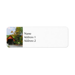 Bicyclist at Middle Bridge Woodstock VT Return Address Label