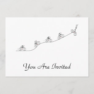 Bicyclist going over the hill invitation