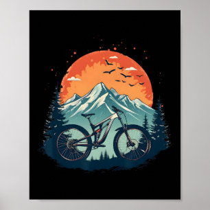 Bicyclist Illustration Downhill Mountain Biking Poster