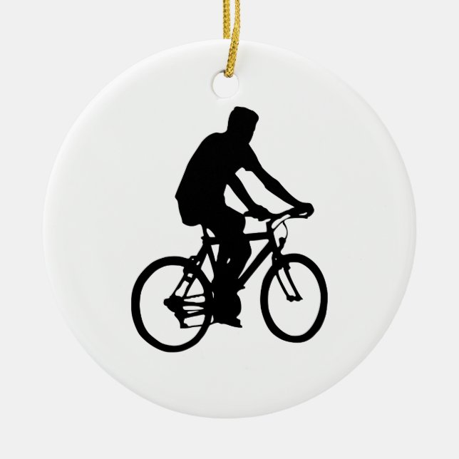 Bicyclist Silhouette Ceramic Ornament (Front)