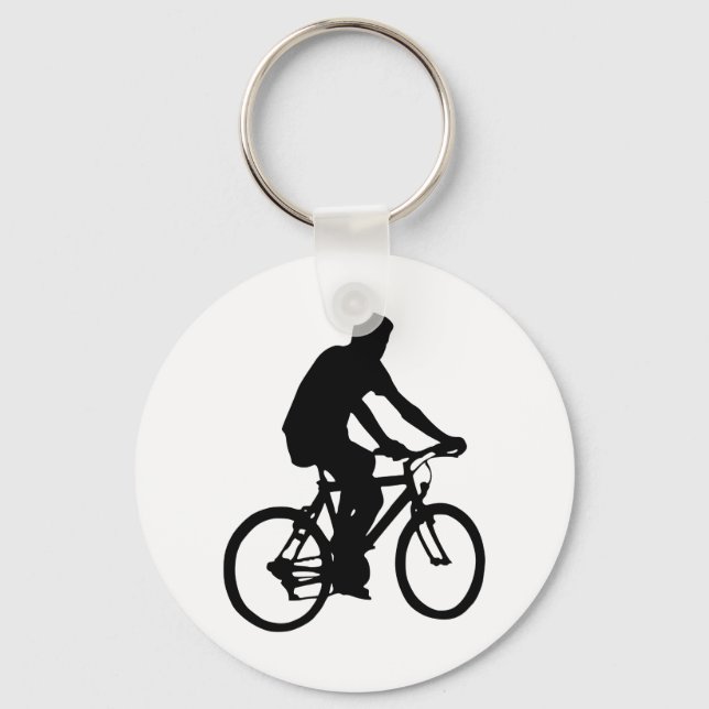 Bicyclist Silhouette Key Ring (Front)