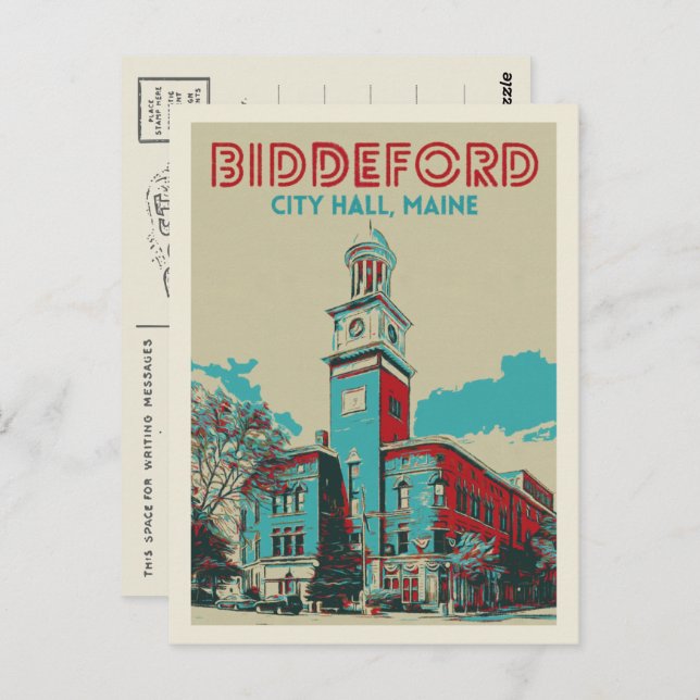 Biddeford Maine USA, city hall Postcard (Front/Back)