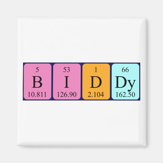 Biddy periodic table name magnet (Front)