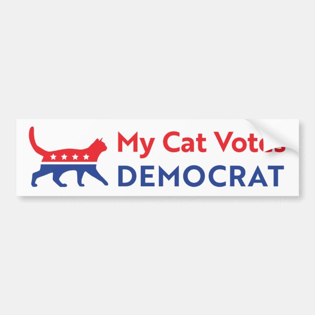 Biden 2020 - My Cat Votes Democrat Bumper Sticker (Front)