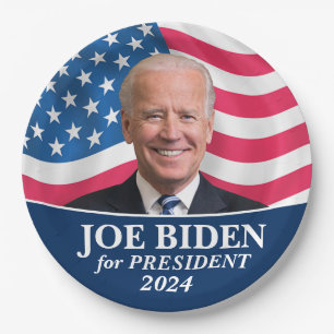 Biden 2020 - Photo with American Flag Paper Plate