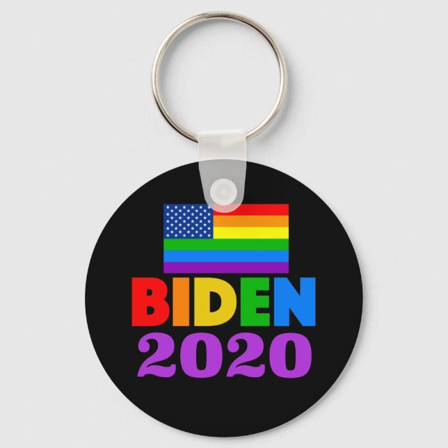 Biden 2020 Rainbow Gay Pride Key Ring (Front)