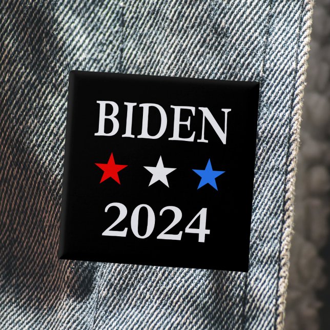 Biden 2024 US President Three Patriotic Stars 15 Cm Square Badge (Creator Uploaded)