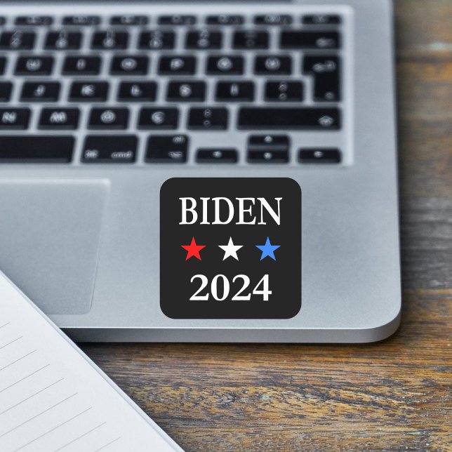 Biden 2024 US President Three Patriotic Stars Square Sticker (Creator Uploaded)