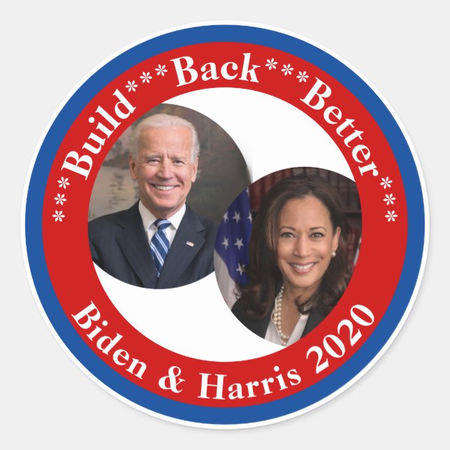 Biden and Harris - Build Back Better 2020 Classic Round Sticker (Front)