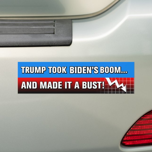 Biden Boom Trump Recession Tariffs Bumper Sticker (On Car)