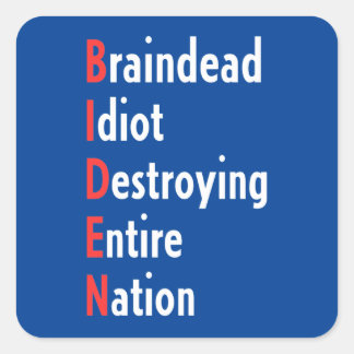 Biden - Braindead Idiot Destroying Entire Nation Square Sticker