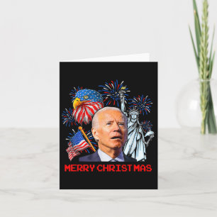 Biden Confused Patriotic Merry Christmas For 4th O Card