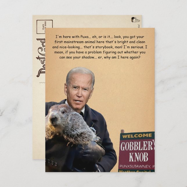 Biden Customisable Groundhog Day Postcard  (Front/Back)