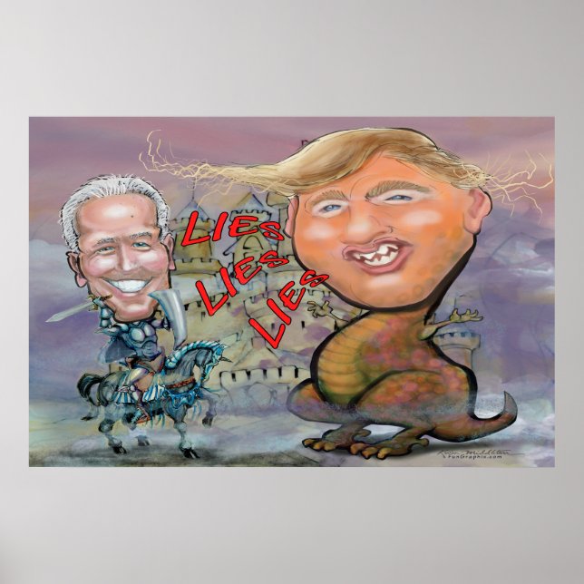 Biden Fending off Beast of Lies Poster (Front)