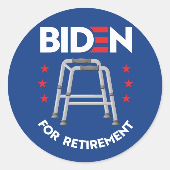 Biden for Retirement Classic Round Sticker (Front)