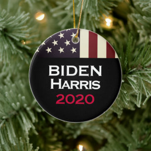 BIDEN HARRIS 2020 American Flag Ceramic Ornament