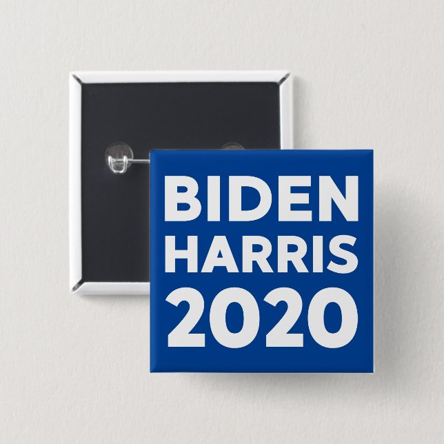 Biden Harris 2020 bold text on blue election 15 Cm Square Badge (Front & Back)